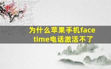 为什么苹果手机face time电话激活不了